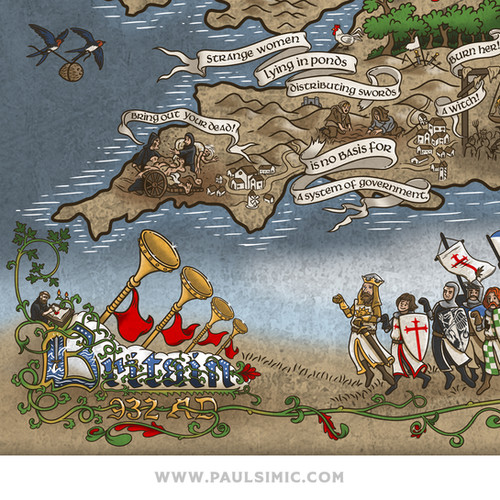 Britain 932 AD Map - Holy Grail Poster - Tapestry - Blanket | Paul