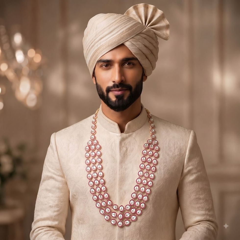 Thumbnail: Kundan Necklace for Men – Statement Ethnic Groom Necklace for Wedding and Sherwani Wear