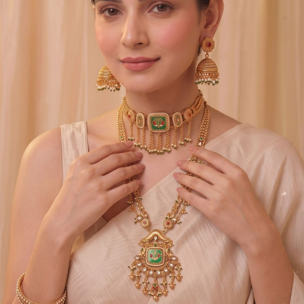 Thumbnail: Temple Jewellery Necklace for Women – Royal Ethnic Bridal Traditional Indian Necklace