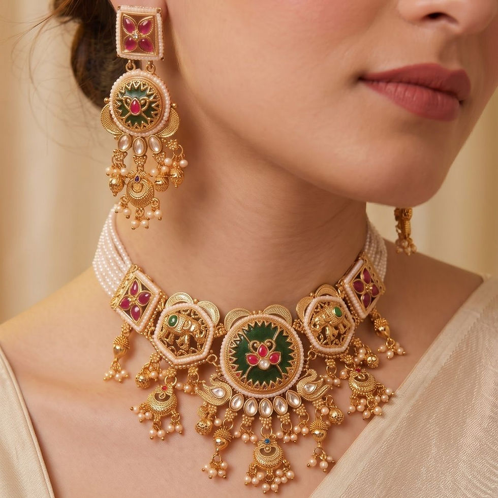 Thumbnail: Temple Jewellery Necklace for Women – Elegant Traditional Indian Ethnic Necklace for Wedding and Festive Wear