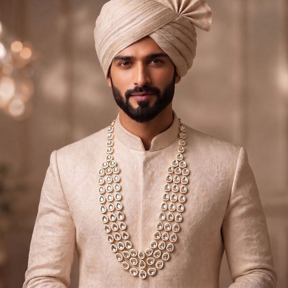 Thumbnail: Kundan Necklace for Men – Statement Ethnic Groom Necklace for Wedding and Sherwani Wear