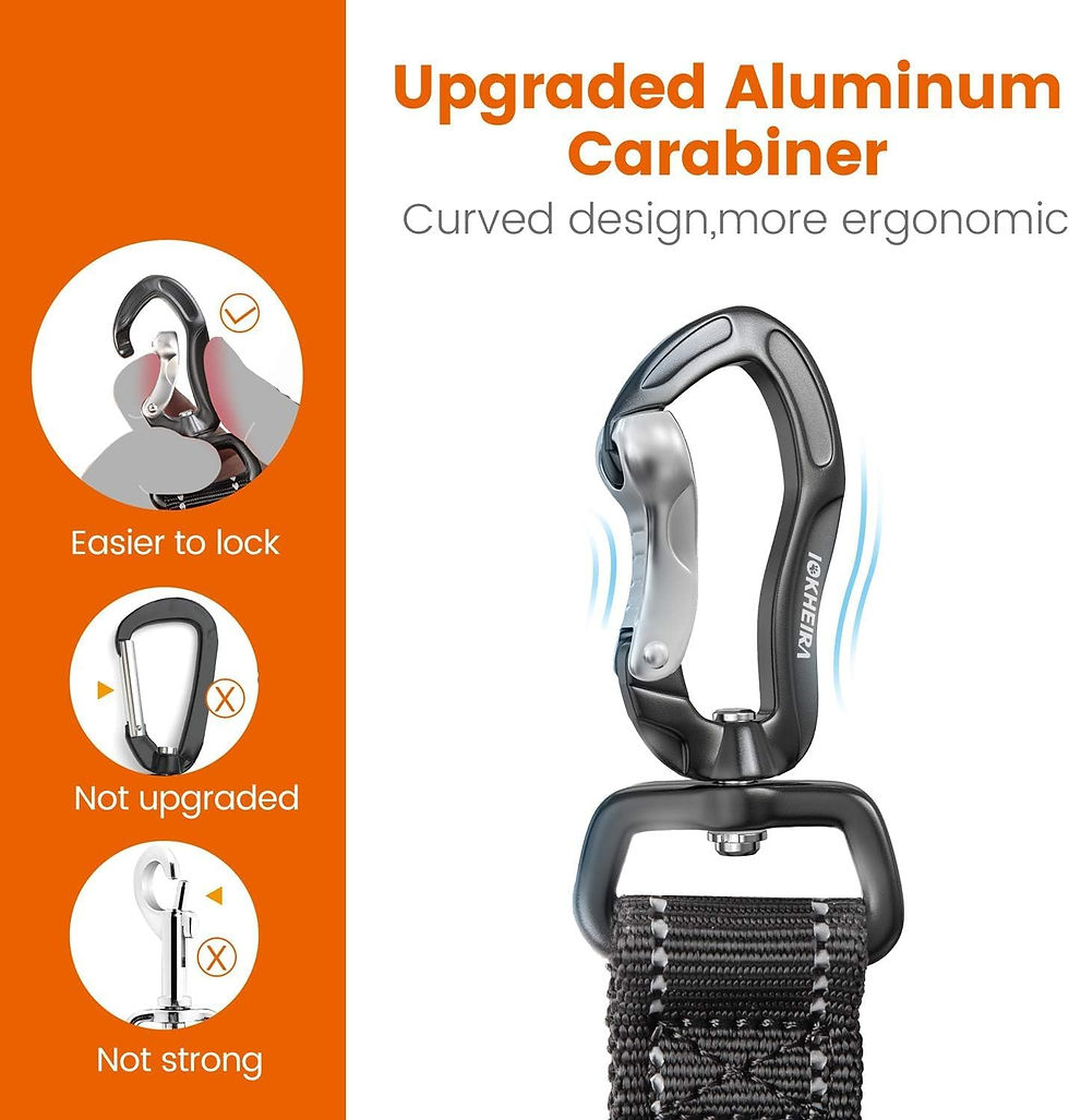Thumbnail: IOKHEIRA Heavy-Duty Dog Seat Belt - Aluminum Carabiner & Dual Attachment