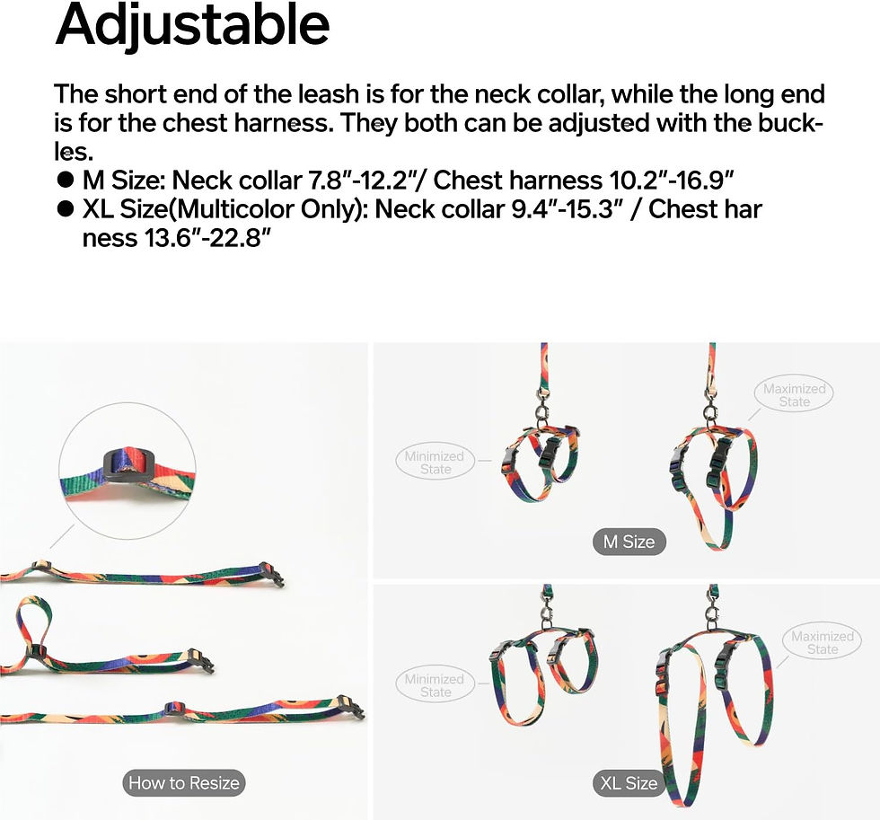 Thumbnail: Pidan Escape-Proof Cat Harness & Leash Set - Adjustable Multicolor (XL)