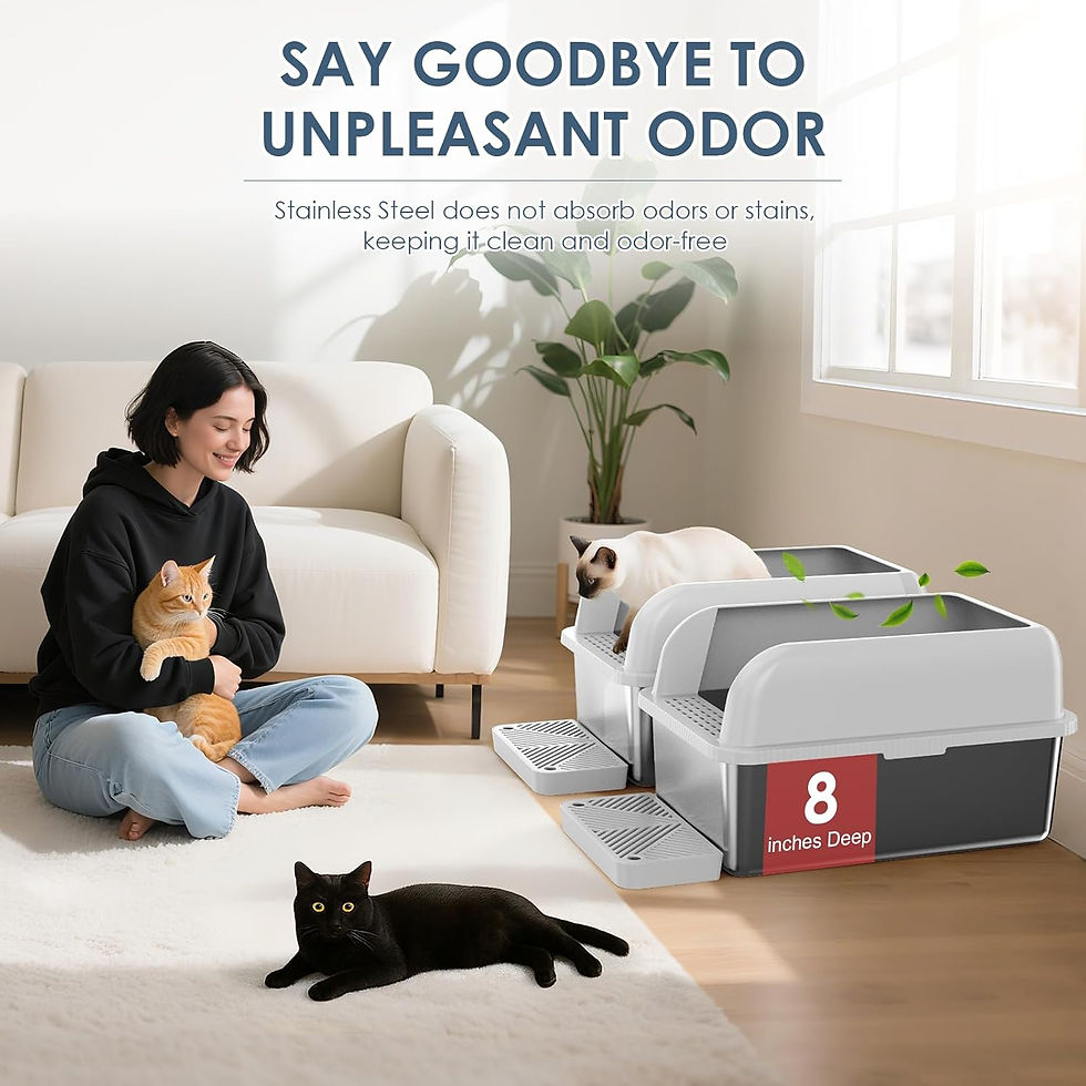 Thumbnail: Suzzipaws XL Enclosed Stainless Steel Litter Box - High-Sided (Anti-Leak)