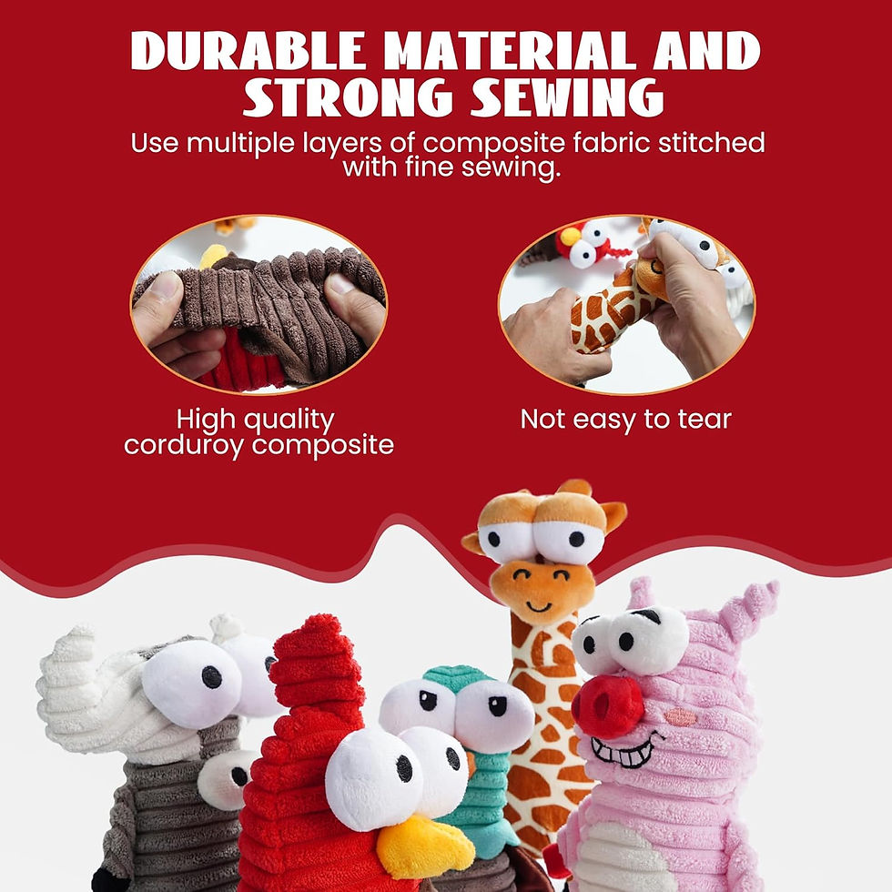Thumbnail: Nocciola 5-Piece Squeaky Plush Dog Toy Set - Durable Crinkle Toys for All Sizes