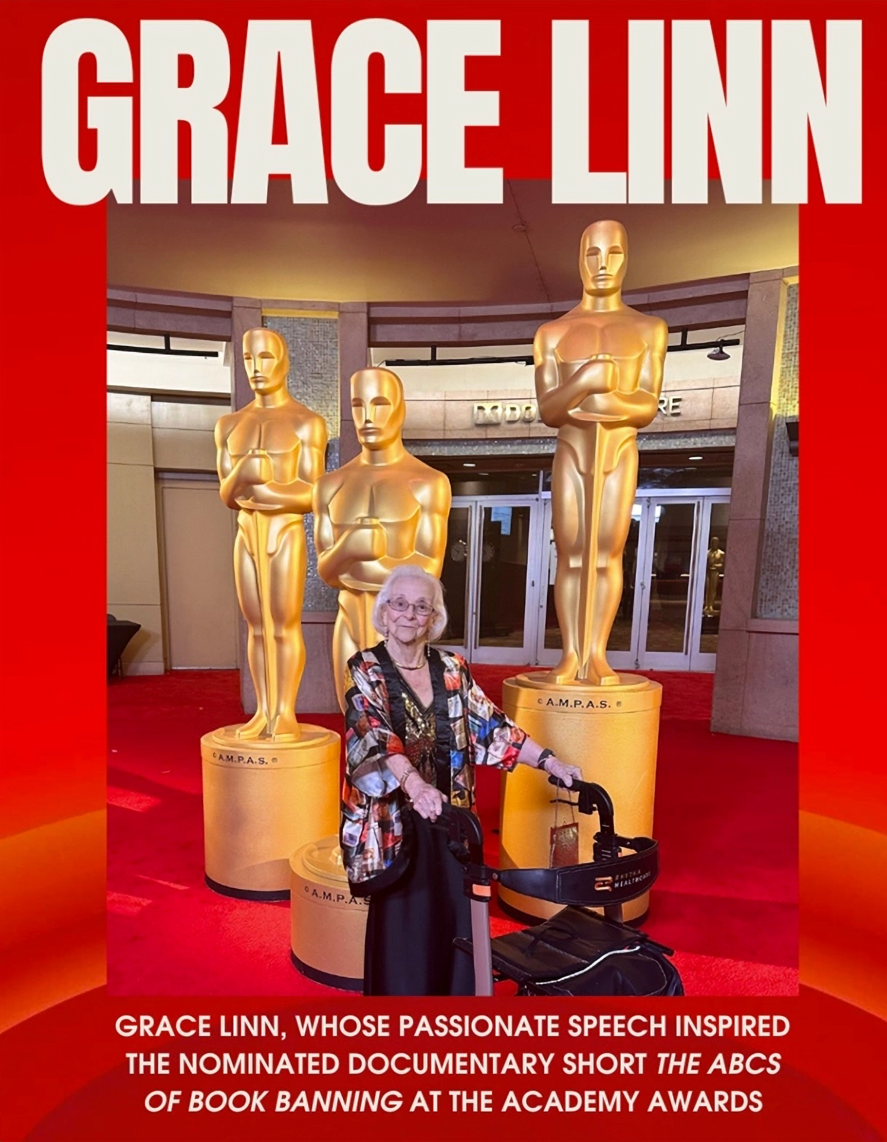 A Martin County Democrat appearing at the Academy Awards!!  Movie stars like Annette Benning came up to Grace, hugged her, and thanked her for her stand against book banning.
