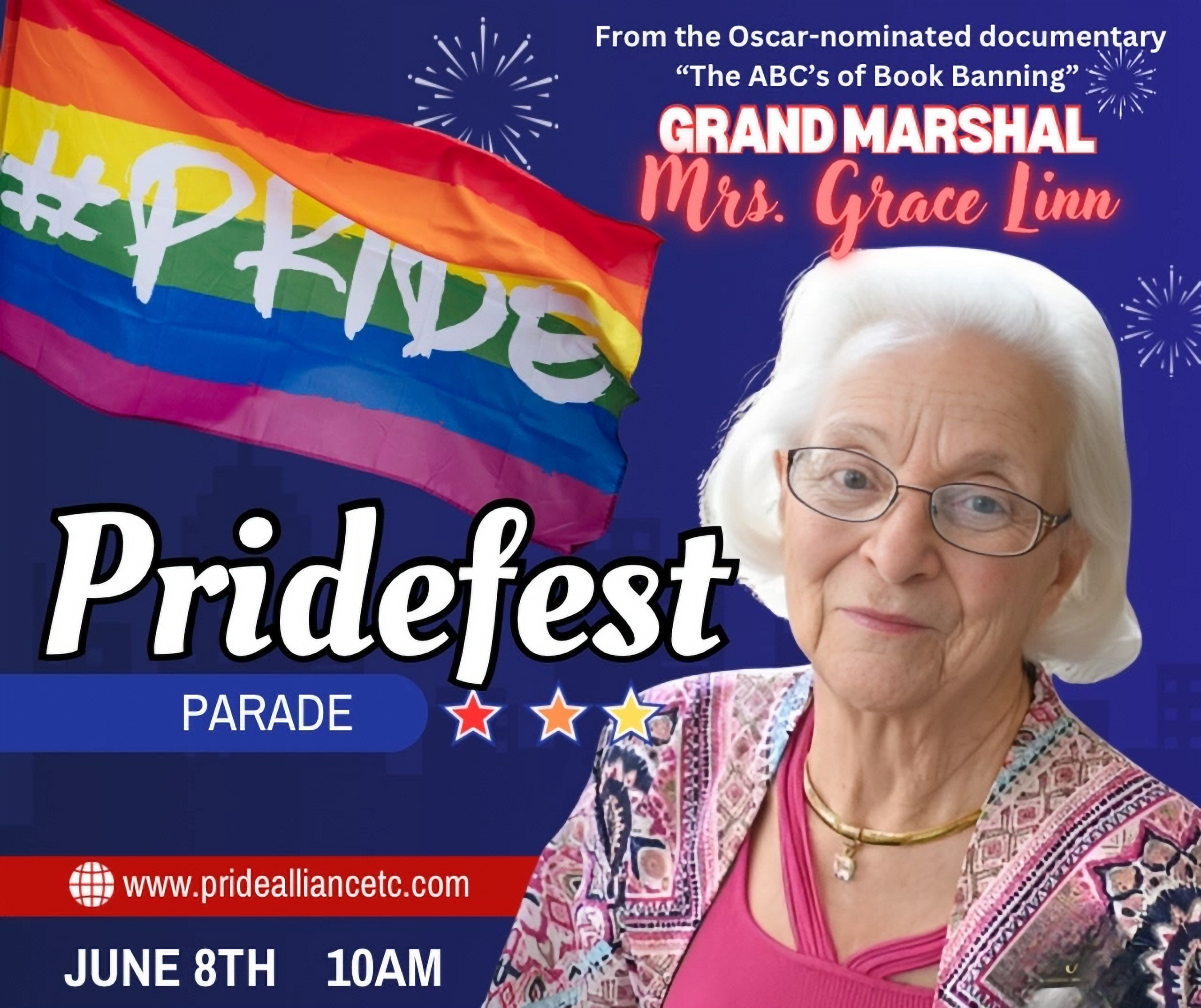 Grace has always supported the LGBTQ+ community and is not afraid to show it.  She was the Grand Marshall in the 2024 Treasure Coast Pride Fest parade.