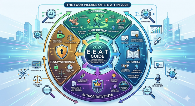 E-E-A-T framework for SEO showing authority, expertise, and trust signals | 10x Digital Marketing