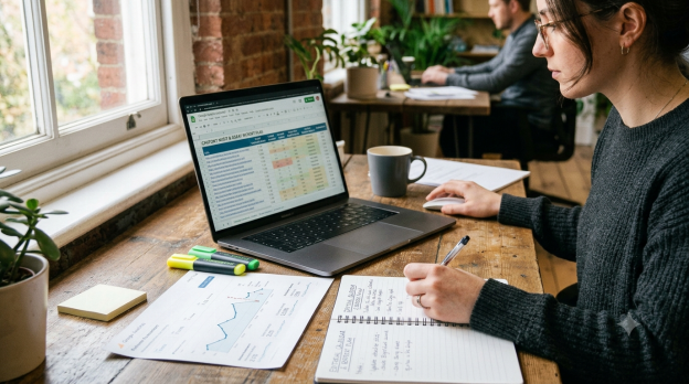 SEO specialist reviewing older blog posts to build a content refresh strategy  | 10x Digital Marketing