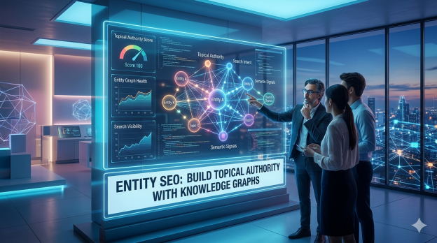 SEO team analyzing entity relationships and topical authority signals | 10x Digital Marketing
