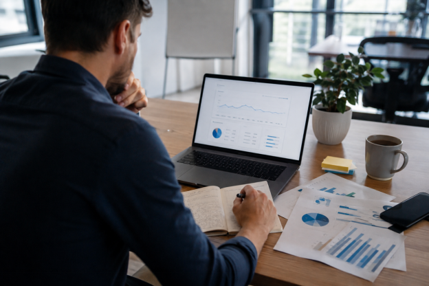 SEO professional reviewing search visibility reports and performance notes | 10x Digital Marketing