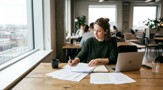 Digital PR strategist reviewing research and media outreach materials | 10x Digital Marketing