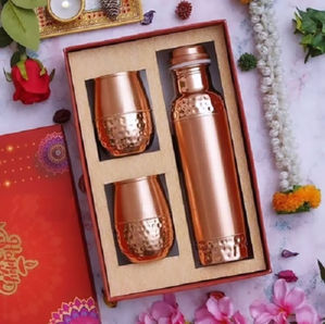 Copper bottle and glass gift set for corporate gifting