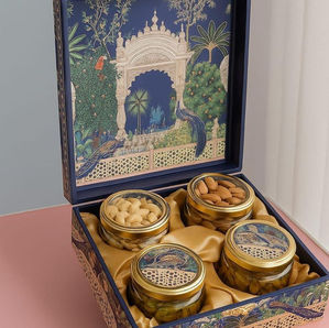 Luxury dry fruit gift box with jars for festive and corporate gifting