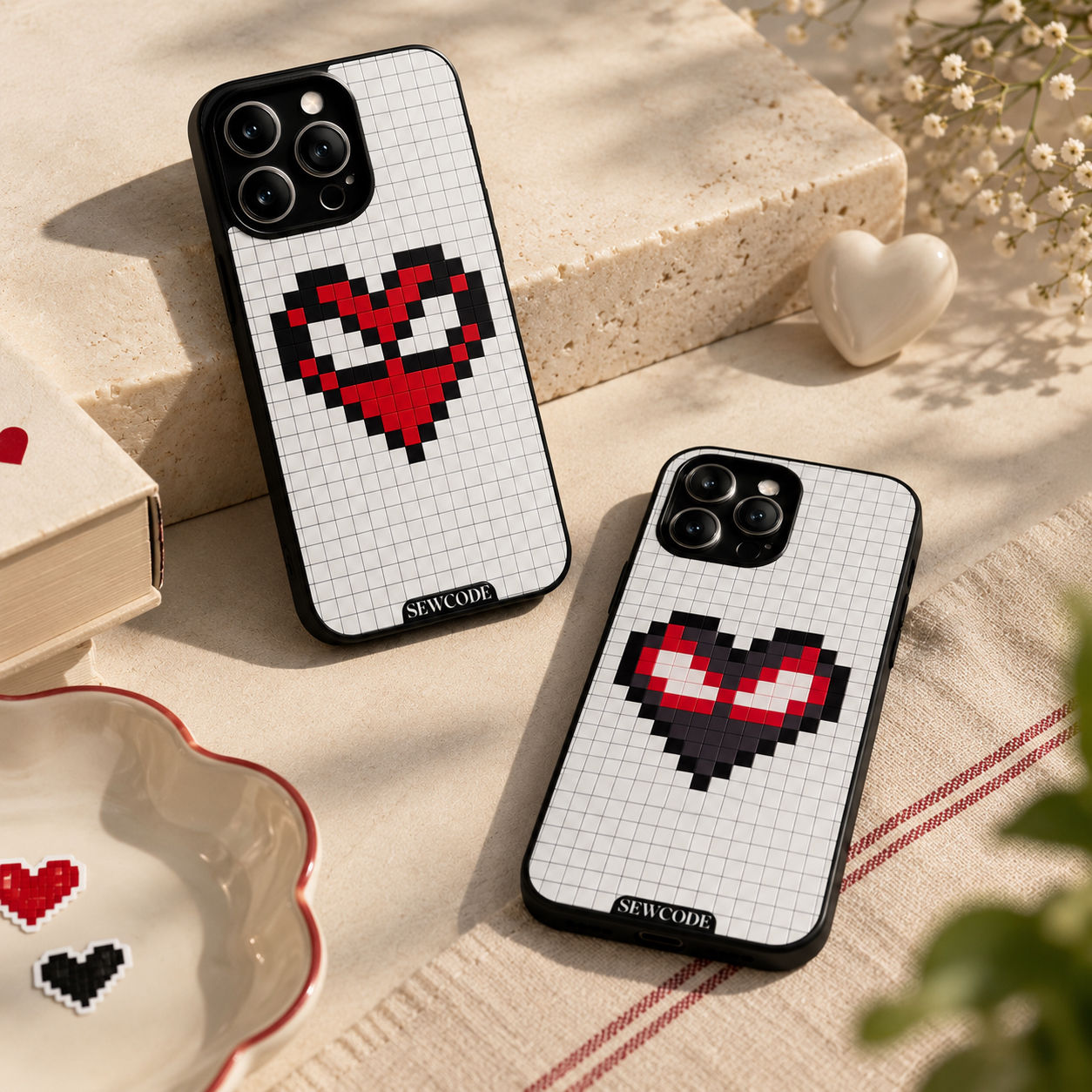 "Pixel Heart Duo" Matching Case