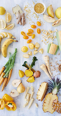 Healthy assortment of yellow foods