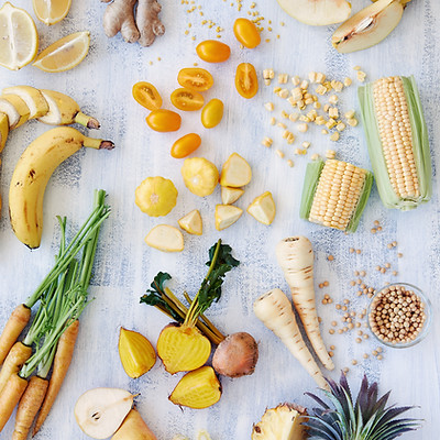 assortiment d'aliments sains jaune