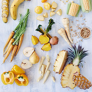 Healthy assortment of yellow foods