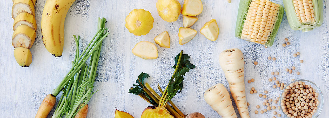 Healthy assortment of yellow foods