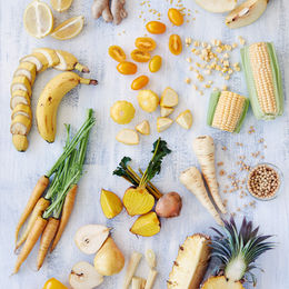 Healthy assortment of yellow foods