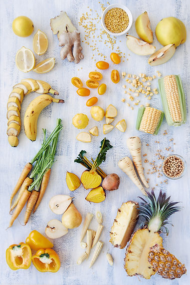 Healthy assortment of yellow foods