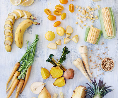 Healthy assortment of yellow foods