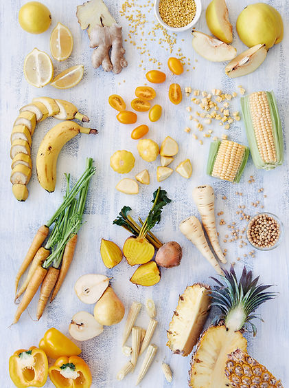 Healthy assortment of yellow foods
