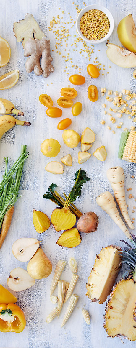 Healthy assortment of yellow foods