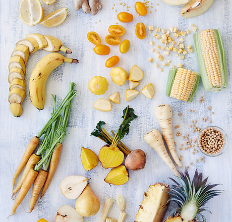 Healthy assortment of yellow foods