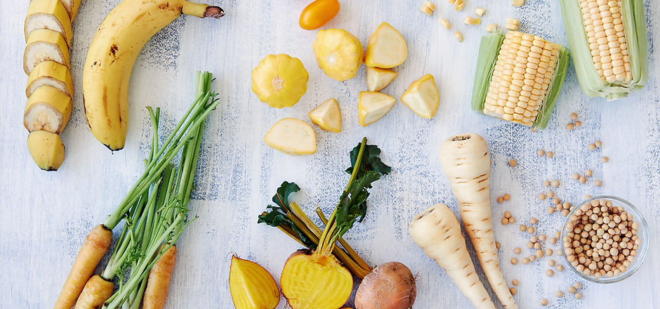Healthy assortment of yellow foods