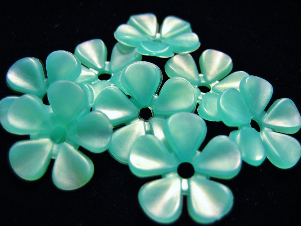 Flower Beads - Aqua Vintage, New, Old Stock