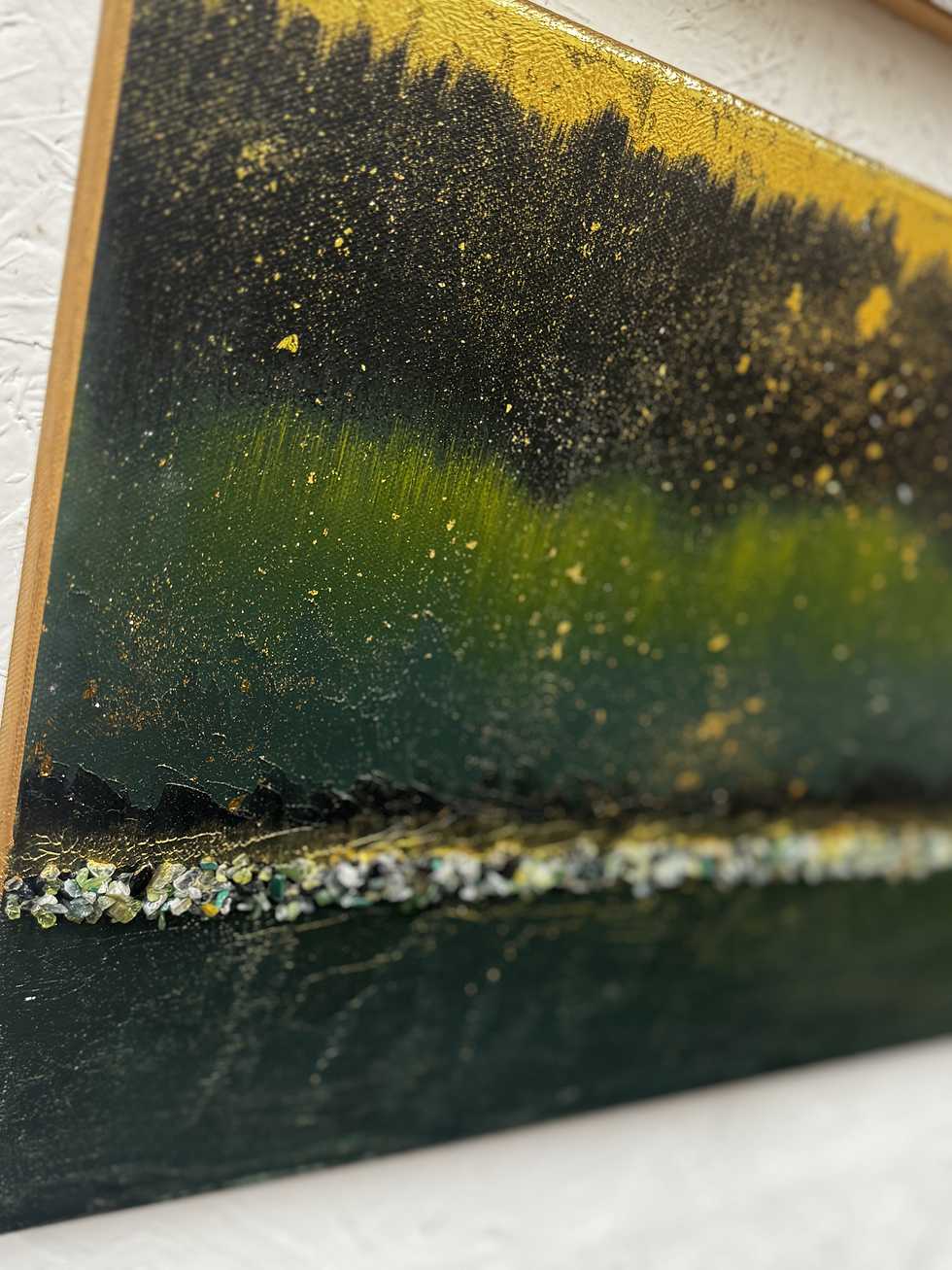 Thumbnail: "Through The Emerald Veil" Original on 12x32" Canvas