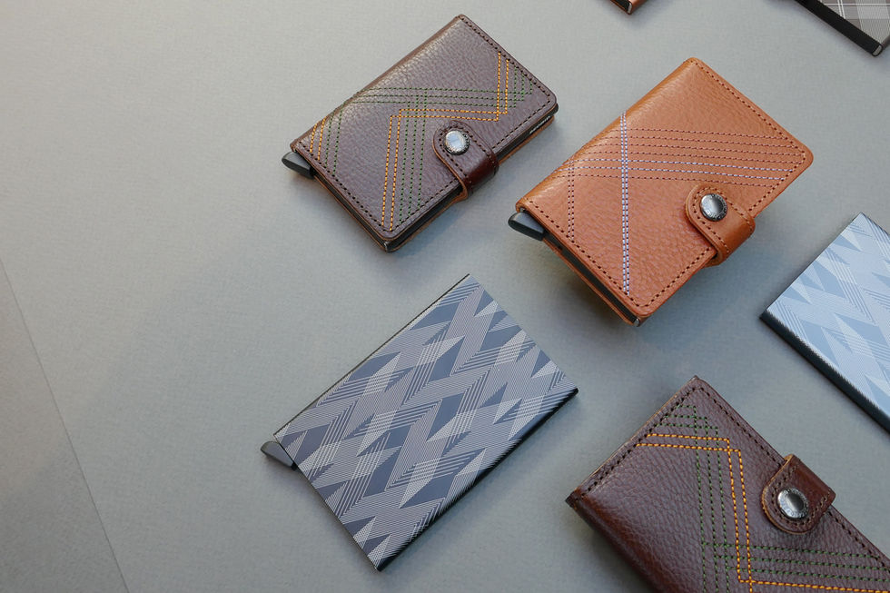 pocket sized wallets with embroidery and cardholders with engravings