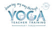 Title Drawing my Way Through Yoga Teacher Training Part Three in Blue on White background