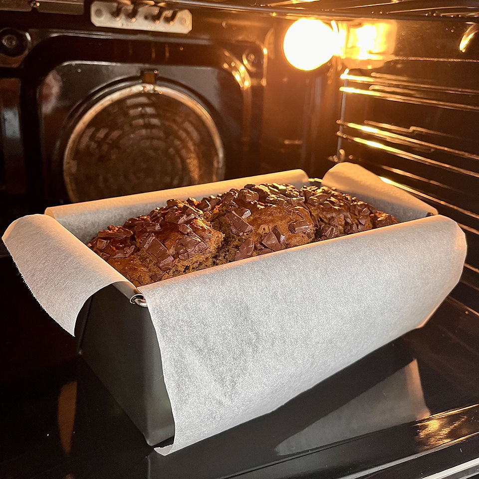A chocolate pumpkin bread baking in the oven by Smarti.