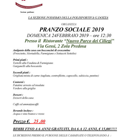 Pranzo sociale Sezione Podismo