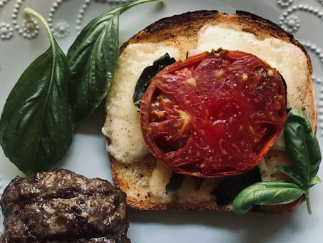 Fancy Grilled Cheese with Beef Patties & Pesto