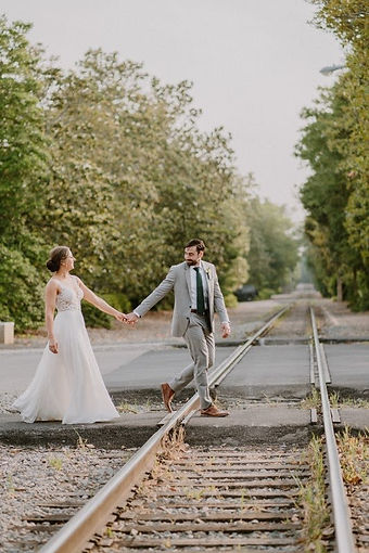 Bride and Groom in downtown Southern Pines