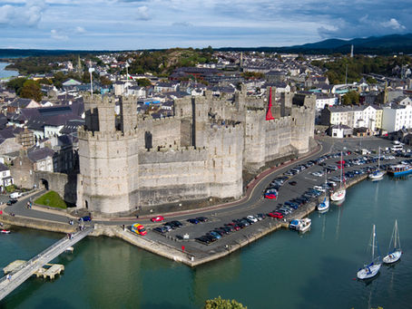 Weeping Window - Caernarfon Castle by drone, North Wales