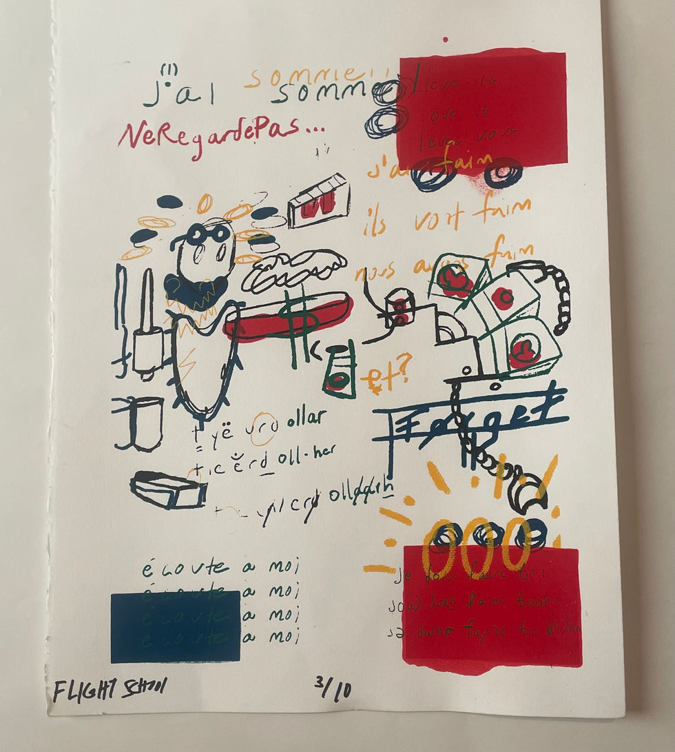 Flight School, screenprint on paper