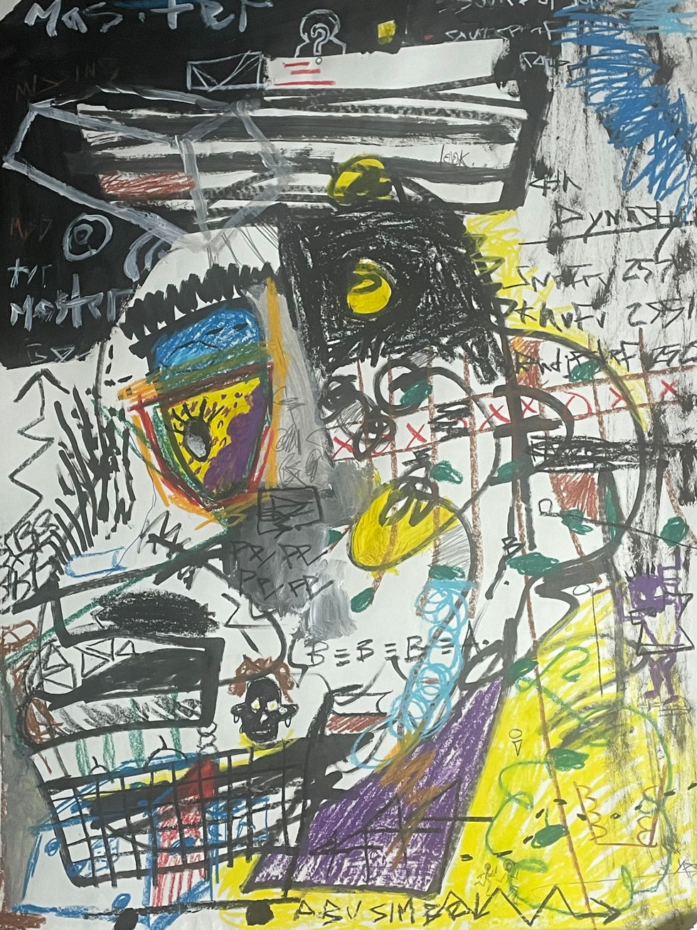 Sky High, mixed media on paper