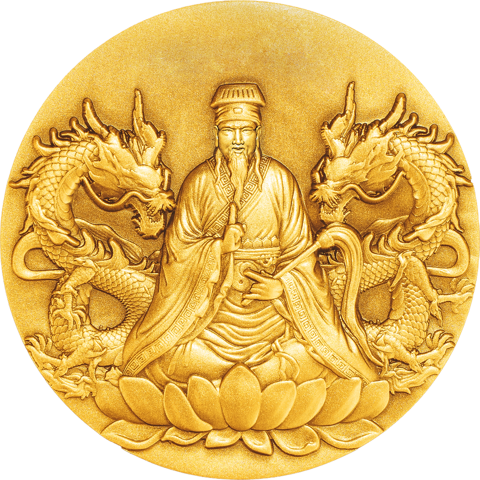 Miniature : Grand Master Lee Chun Feng 1oz .999 Gold Glided High Relief Silver Cameroon 2025