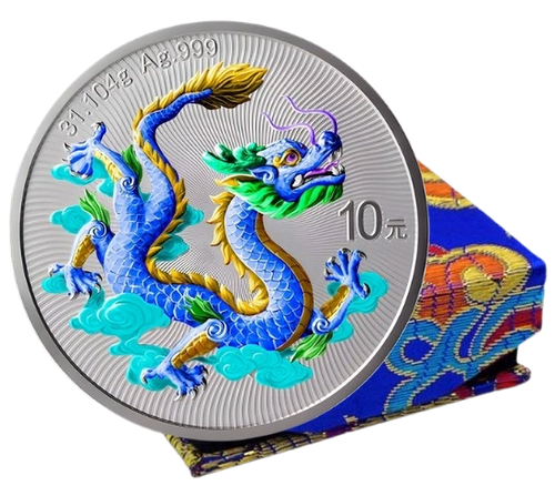 ⭐︎龍⭐︎ Blue Dragon 1 oz .999 Silver Colorized Coin China 2025