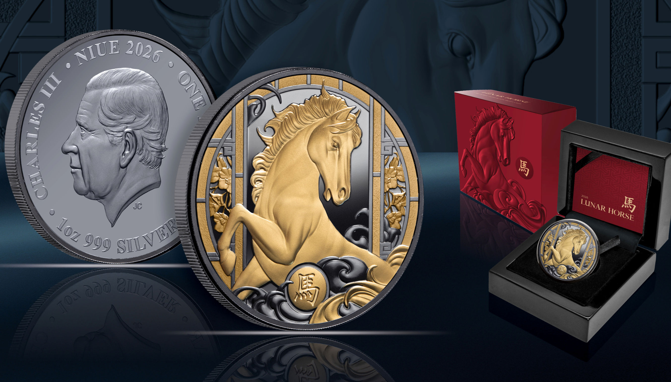 Lunar Year of the Horse Black Proof - 1 oz .999 Silver Coin - 1$ Niue 2026