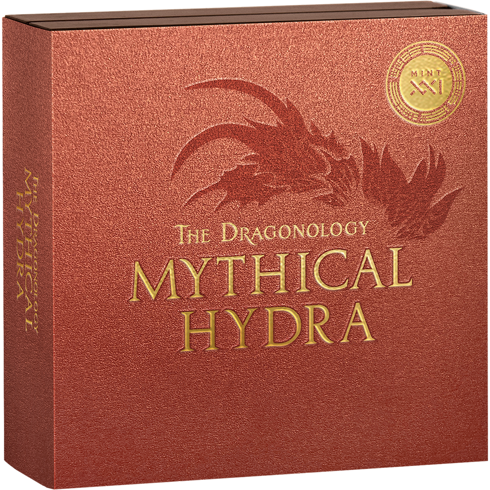 Miniatura: MYTHICAL HYDRA The Dragonology 2 oz Antique finish Silver Coin Cameroon 2025