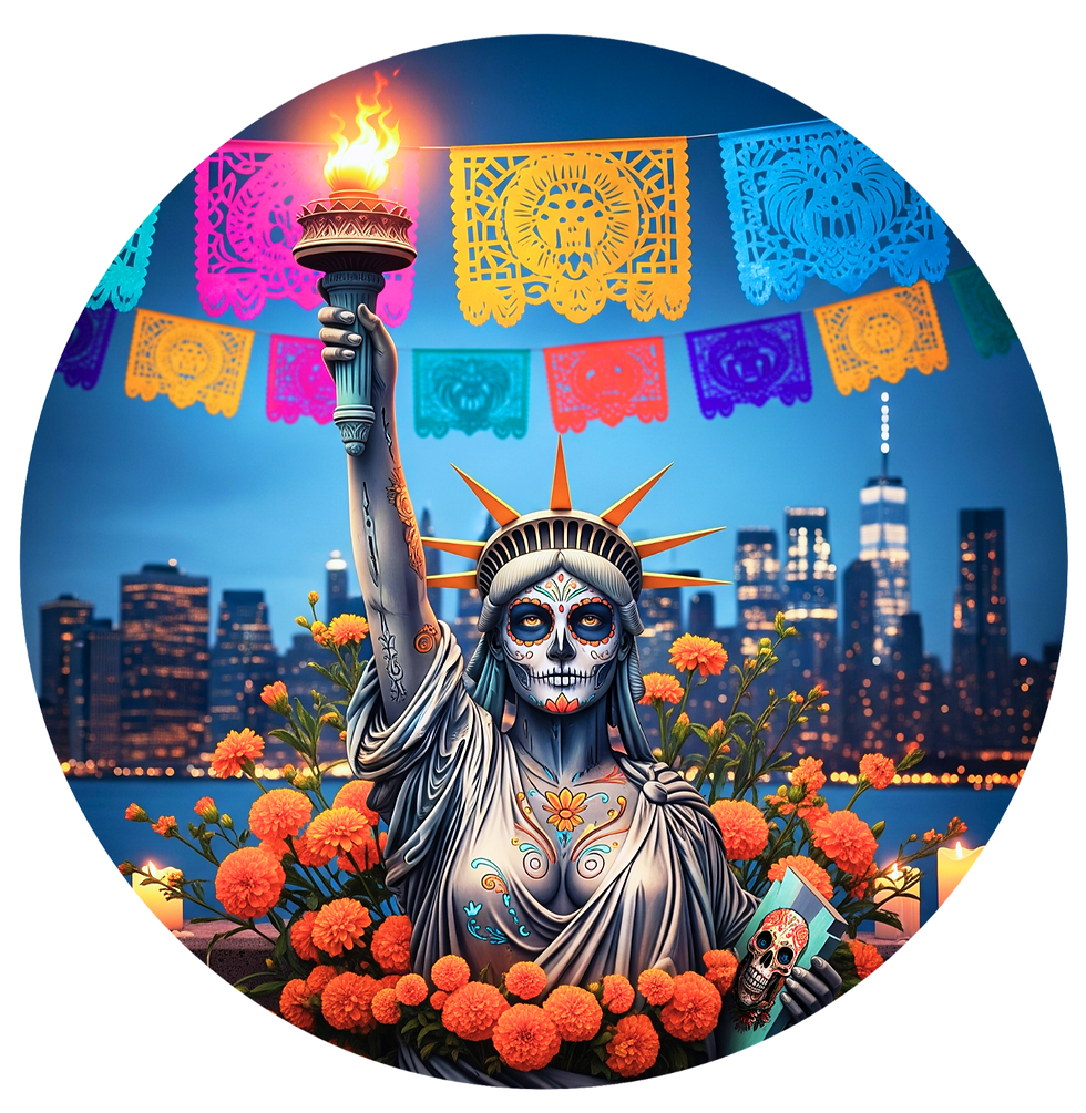 Miniatura: STATUE OF LIBERTY Famous Female Icons Dia De Los Muertos 1 Oz Silver USA 2024
