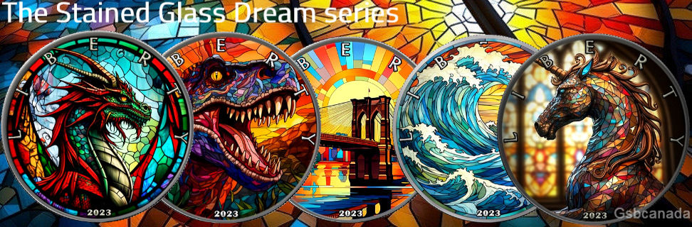 Thumbnail: NIGHTMARE DROWING Stained Glass 1 Oz Silver Coin 1$ USA 2024
