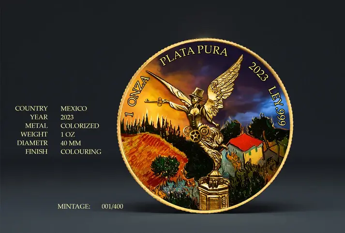 Thumbnail: 2023 Libertad Van Gogh Ploughman Steampunk Edition 1oz Gilt Colorized Coin
