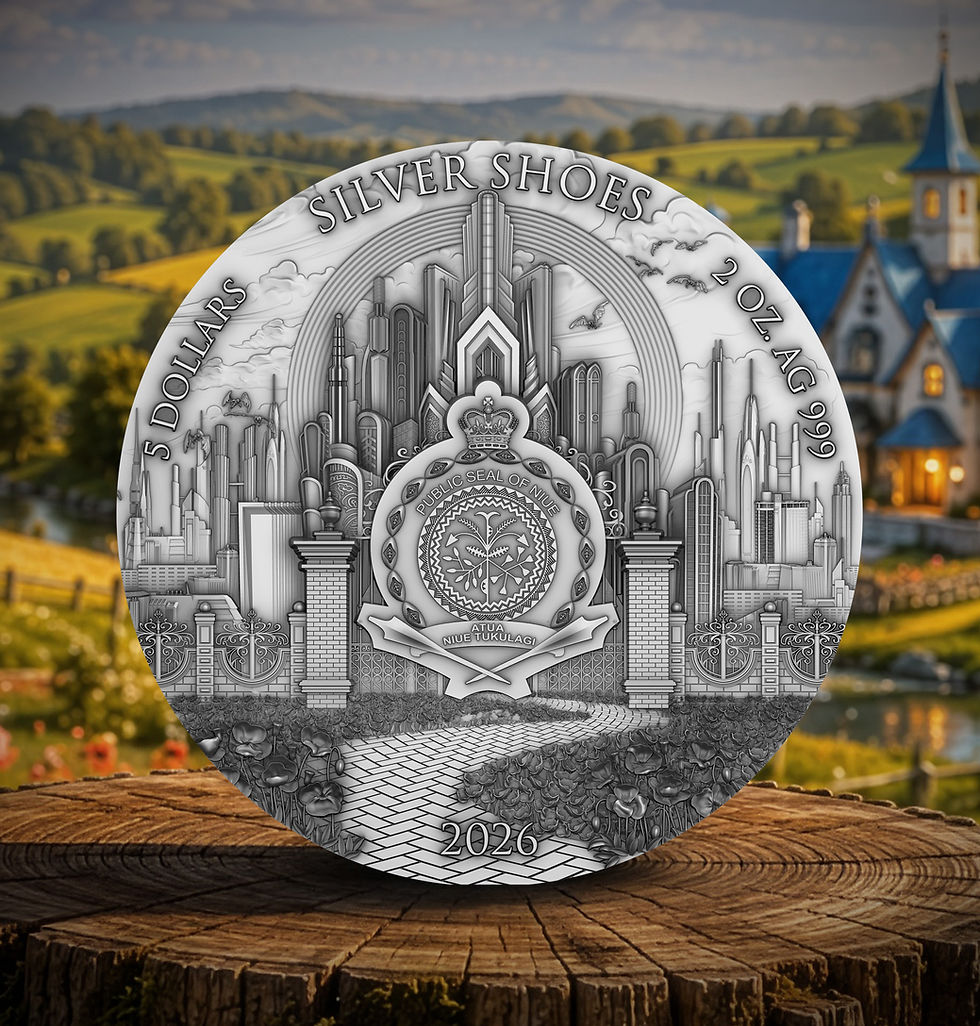 Miniatura: Silver Shoes: The Wonderful Wizard of Oz - 2oz .999 Silver Coin - $5 Niue 2026