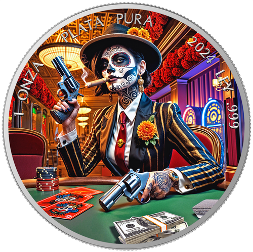 DEATH NYC BC352 新品額付き Dia de los Muertos - Gangsta - 1oz .999 silver coin Mexico